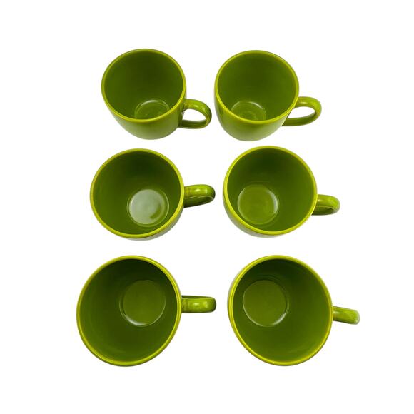 Waechtersbach Kiwi Green Large Mugs (6) 12 oz  Fun Factory Freestyle 3 1/2" Tall - Picture 2 of 7